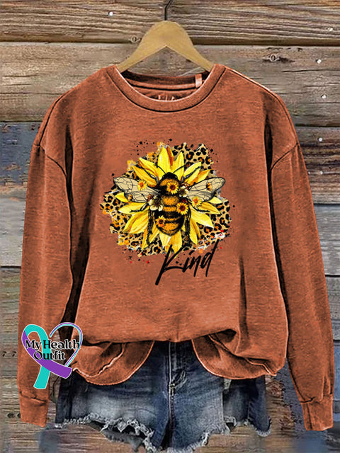 Be Kind Crew Neck Long Sleeve Casual Sweatshirt Orange / S