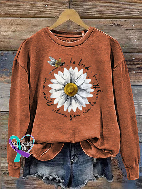 Be Kind Crew Neck Long Sleeve Casual Sweatshirt Orange / S