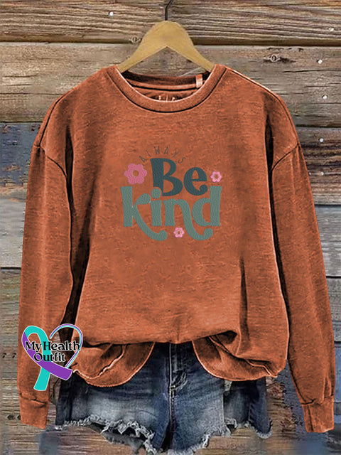 Be Kind Crew Neck Long Sleeve Casual Sweatshirt Orange / S