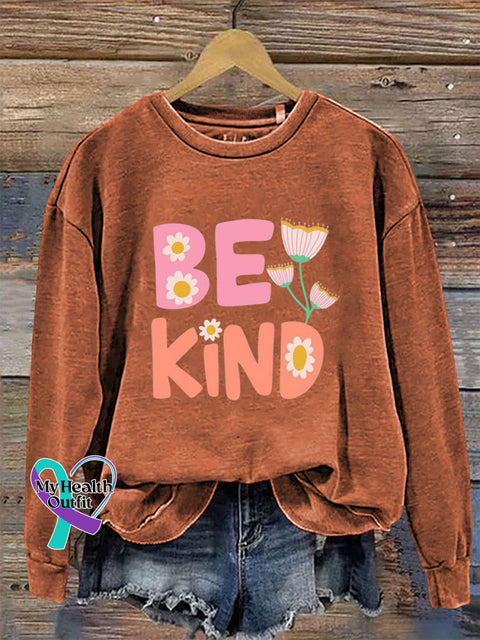 Be Kind Crew neck long sleeve casual sweatshirt Orange / S