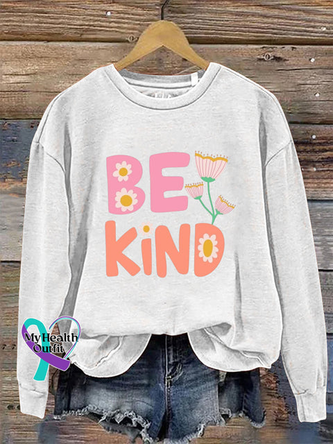 Be Kind Crew neck long sleeve casual sweatshirt White / S