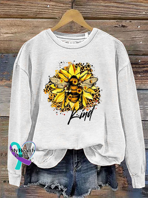 Be Kind Crew Neck Long Sleeve Casual Sweatshirt White / S