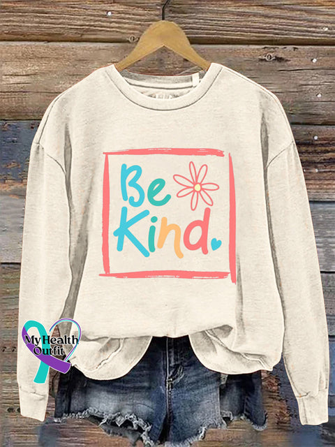 Be Kind Crew Neck Long Sleeve Sweatshirt Beige / S