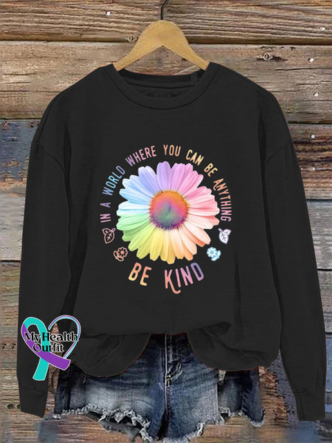 Be Kind Crew Neck Long Sleeve Sweatshirt Black / S