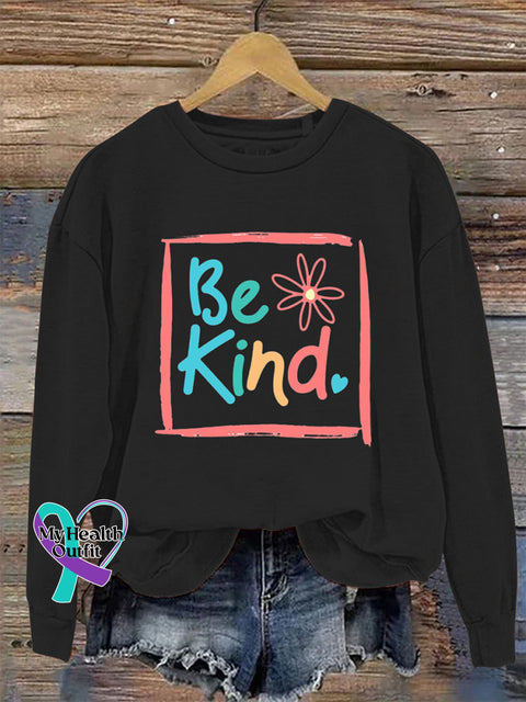 Be Kind Crew Neck Long Sleeve Sweatshirt Black / S