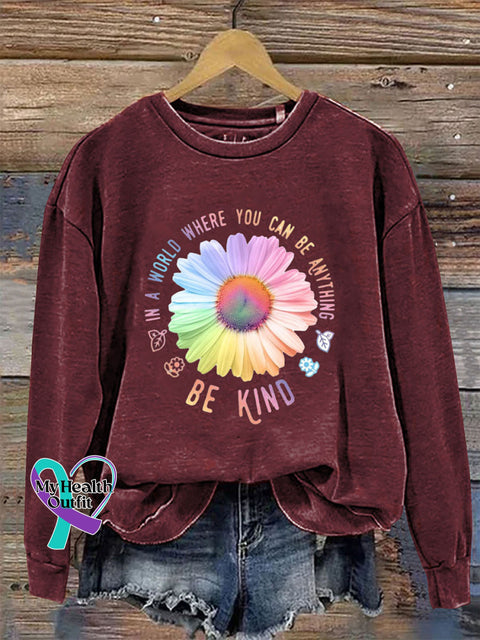 Be Kind Crew Neck Long Sleeve Sweatshirt Claret / S