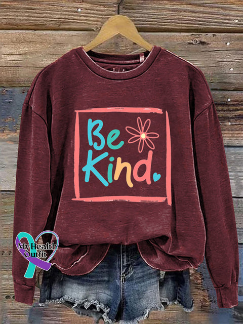 Be Kind Crew Neck Long Sleeve Sweatshirt Claret / S