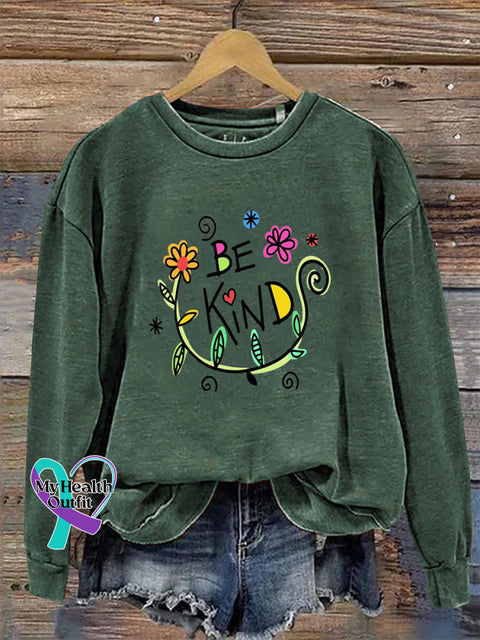 Be Kind Crew Neck Long Sleeve Sweatshirt Green / S