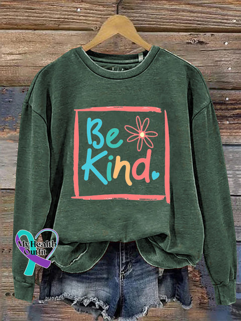 Be Kind Crew Neck Long Sleeve Sweatshirt Green / S