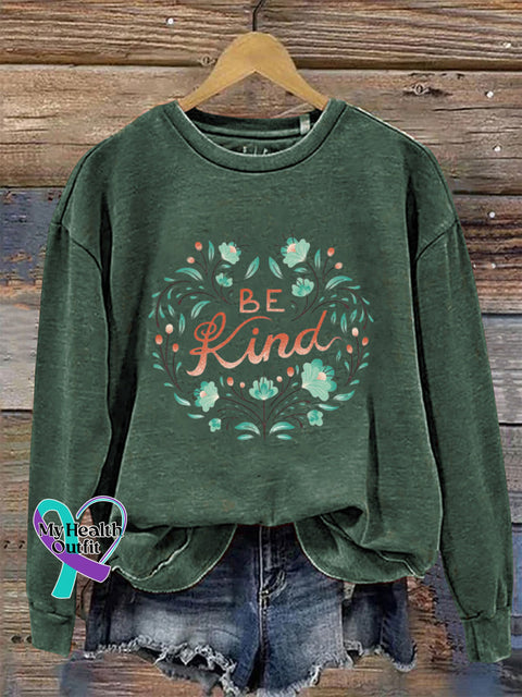 Be Kind Crew Neck Long Sleeve Sweatshirt Green / S