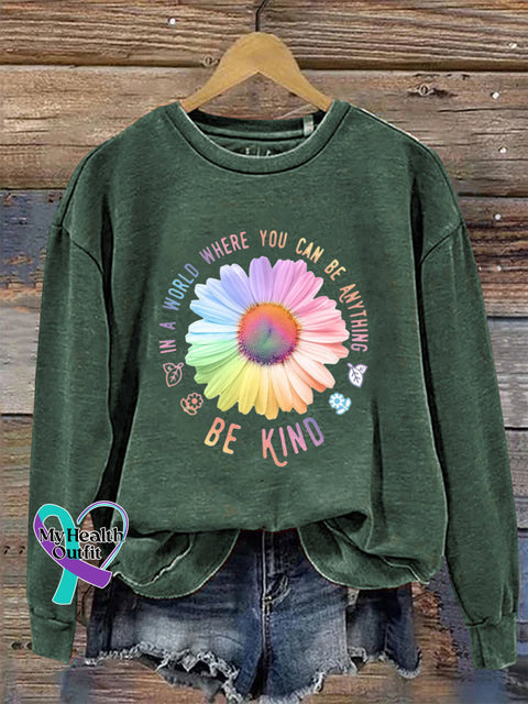 Be Kind Crew Neck Long Sleeve Sweatshirt Green / S