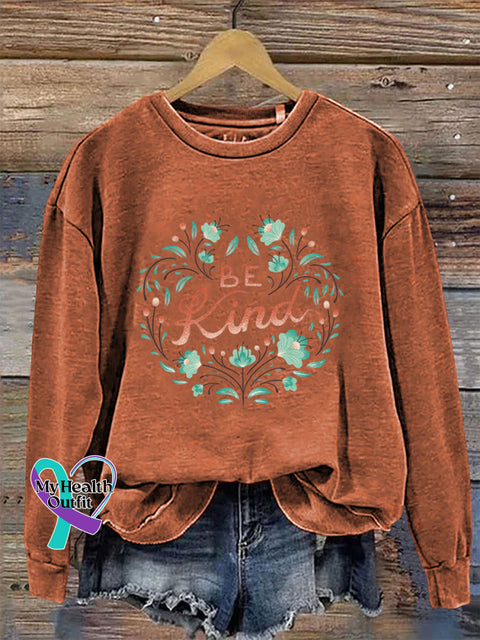 Be Kind Crew Neck Long Sleeve Sweatshirt Orange / S