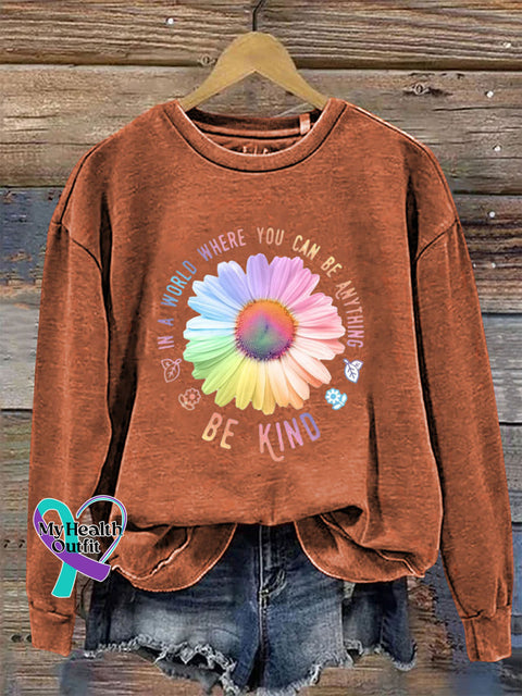 Be Kind Crew Neck Long Sleeve Sweatshirt Orange / S