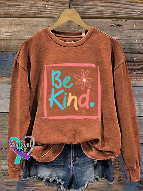 Be Kind Crew Neck Long Sleeve Sweatshirt Orange / S