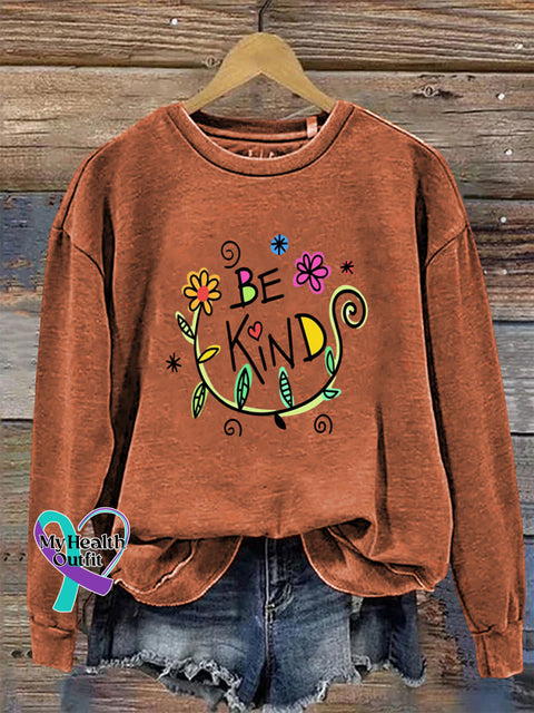 Be Kind Crew Neck Long Sleeve Sweatshirt Orange / S
