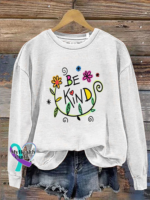 Be Kind Crew Neck Long Sleeve Sweatshirt White / S