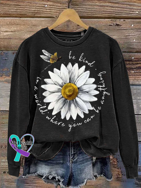 Be Kind Dragonfly Daisy Casual Sweatshirt Black / S