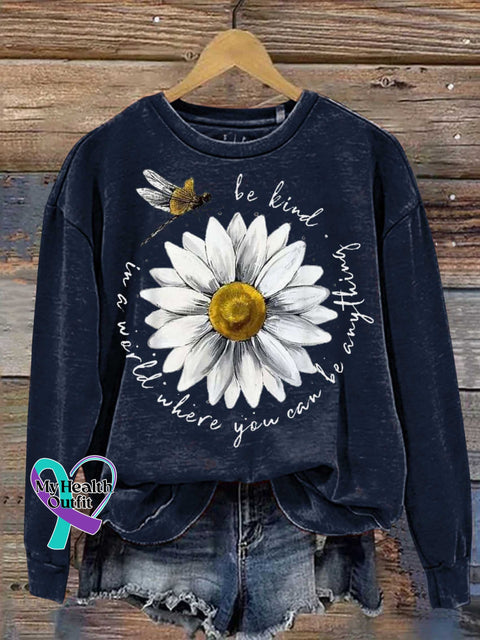 Be Kind Dragonfly Daisy Casual Sweatshirt Blue / S