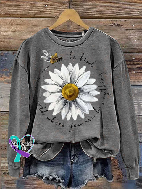 Be Kind Dragonfly Daisy Casual Sweatshirt Grey / S