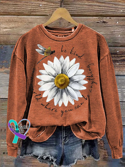 Be Kind Dragonfly Daisy Casual Sweatshirt Orange / S