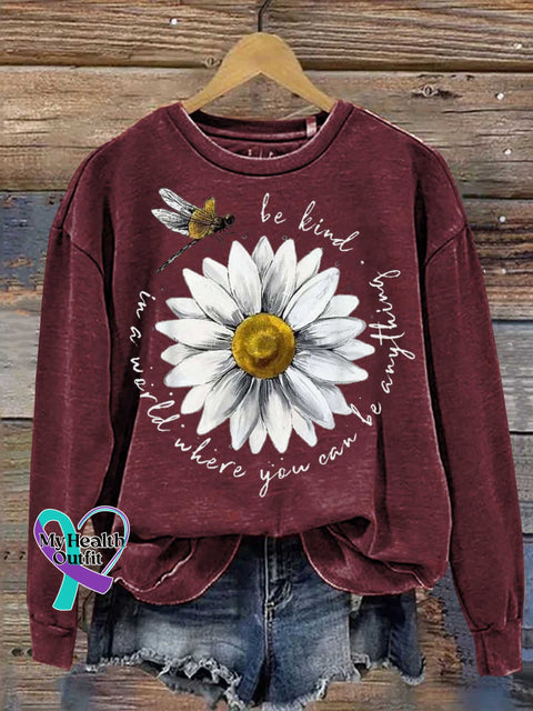 Be Kind Dragonfly Daisy Casual Sweatshirt Red / S