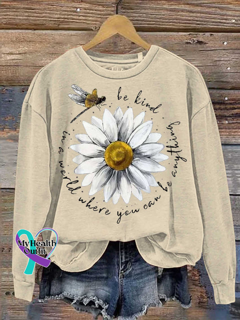 Be Kind Dragonfly Daisy Casual Sweatshirt Sand / S