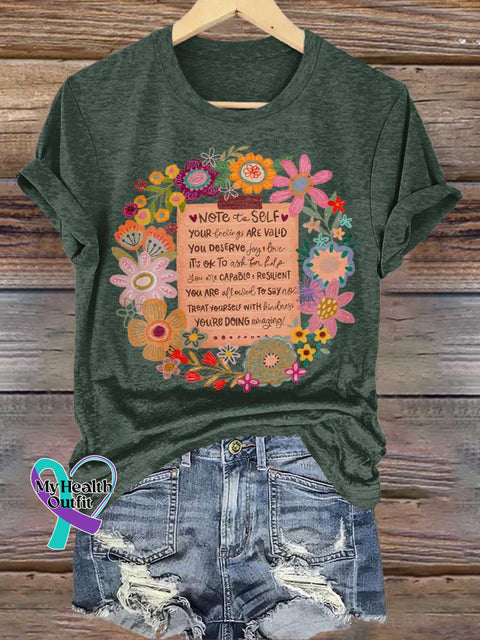 Be Kind Floral Mental Health Awareness T-shirt Green / S
