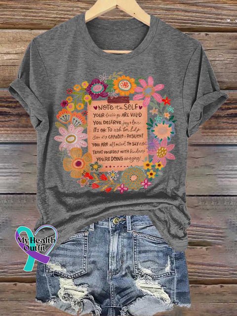 Be Kind Floral Mental Health Awareness T-shirt Grey / S
