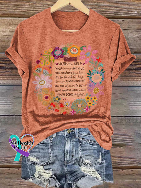Be Kind Floral Mental Health Awareness T-shirt Orange / S