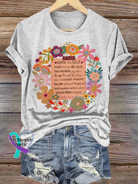 Be Kind Floral Mental Health Awareness T-shirt White / S