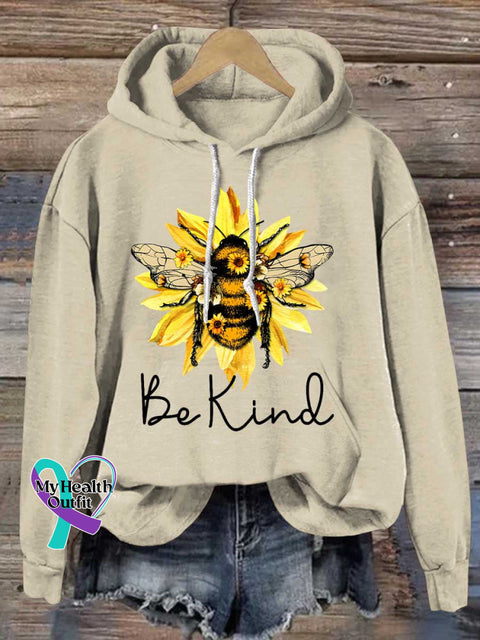 Be Kind Flower Bee Casual Hoodie Sweatshirt Sand / S