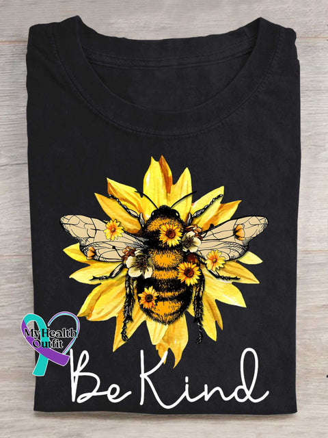 Be Kind Flower Bee T-shirt Black / S