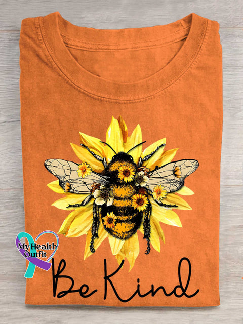 Be Kind Flower Bee T-shirt Orange / S