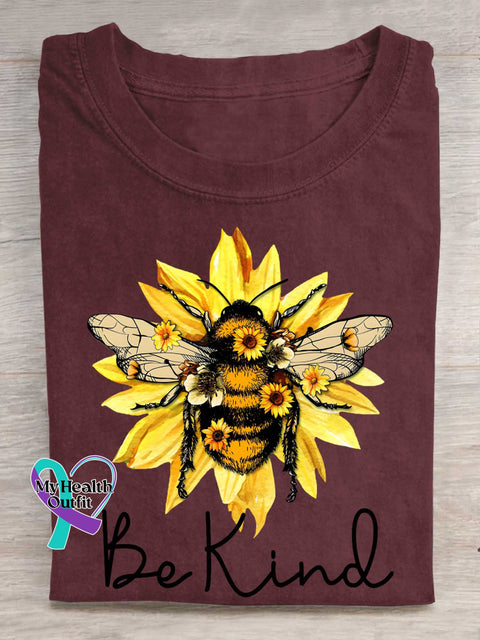 Be Kind Flower Bee T-shirt Red / S