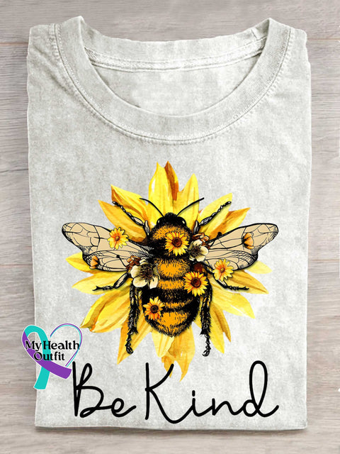 Be Kind Flower Bee T-shirt White / S