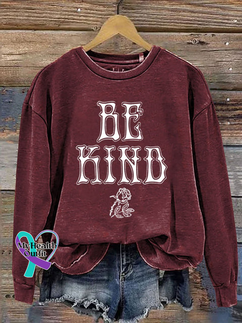 Be Kind Flower Print Casual Sweatshirt Red / S