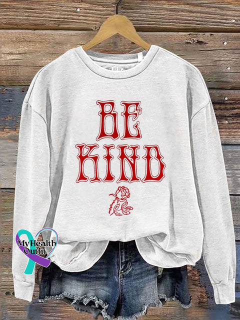 Be Kind Flower Print Casual Sweatshirt White / S