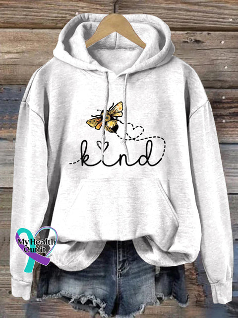 Be Kind Hooded Long-Sleeved Casual Sweatshirt White / S
