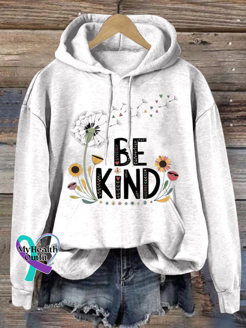 Be Kind Hooded Long-Sleeved Casual Sweatshirt White / S