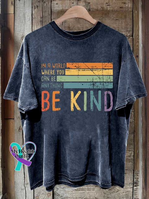 Be Kind In A World Where You Can Anything Love And Peace Rainbow T-Shirt Blue / S