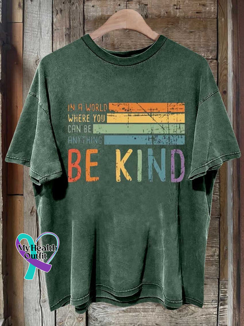 Be Kind In A World Where You Can Anything Love And Peace Rainbow T-Shirt Green / S