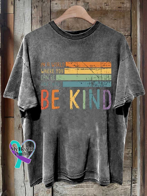 Be Kind In A World Where You Can Anything Love And Peace Rainbow T-Shirt Grey / S