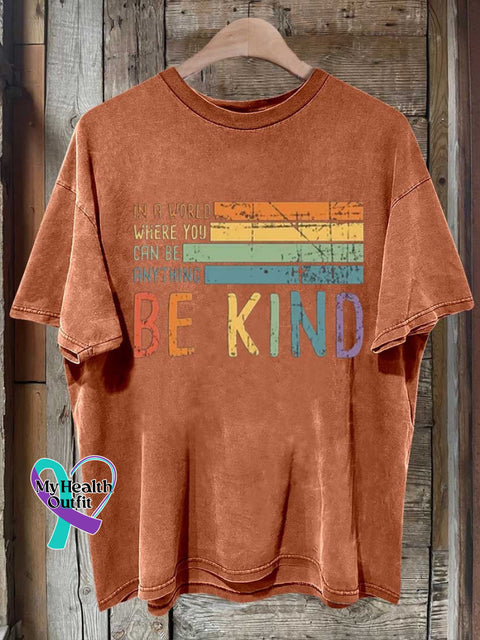 Be Kind In A World Where You Can Anything Love And Peace Rainbow T-Shirt Orange / S