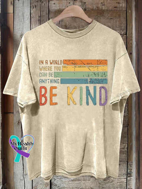 Be Kind In A World Where You Can Anything Love And Peace Rainbow T-Shirt Sand / S