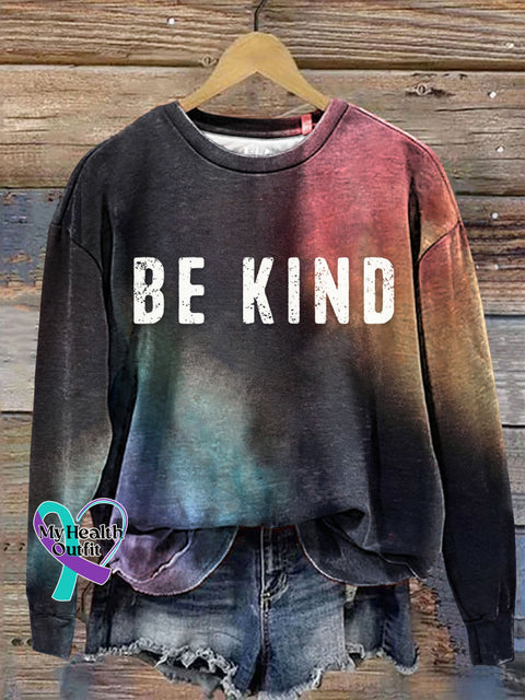 Be Kind Inspirational Print Casual Sweatshirt Multicolor / S
