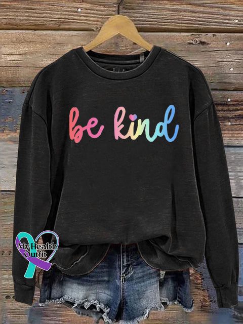 Be Kind Kindness Pride Rainbow Love Gradient Print Casual Sweatshirt Black / S