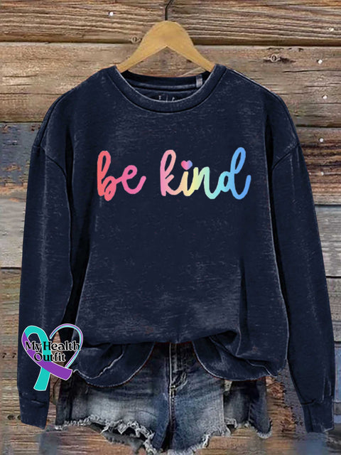 Be Kind Kindness Pride Rainbow Love Gradient Print Casual Sweatshirt Navyblue / S