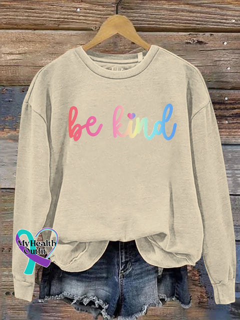 Be Kind Kindness Pride Rainbow Love Gradient Print Casual Sweatshirt Sand / S