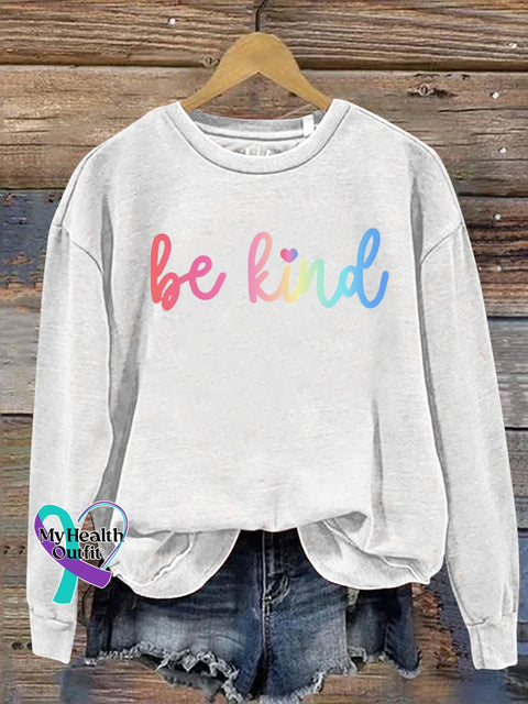 Be Kind Kindness Pride Rainbow Love Gradient Print Casual Sweatshirt White / S