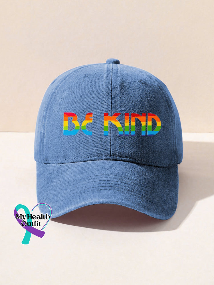 Be Kind Kindness Pride Rainbow Print Hats